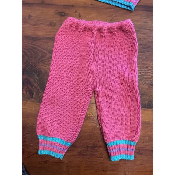 Vintage Tuff Cookies Baby Girl Knit Sweater Pant Set 80s 90s Pink Sz 12 Months - Picture 5 of 11
